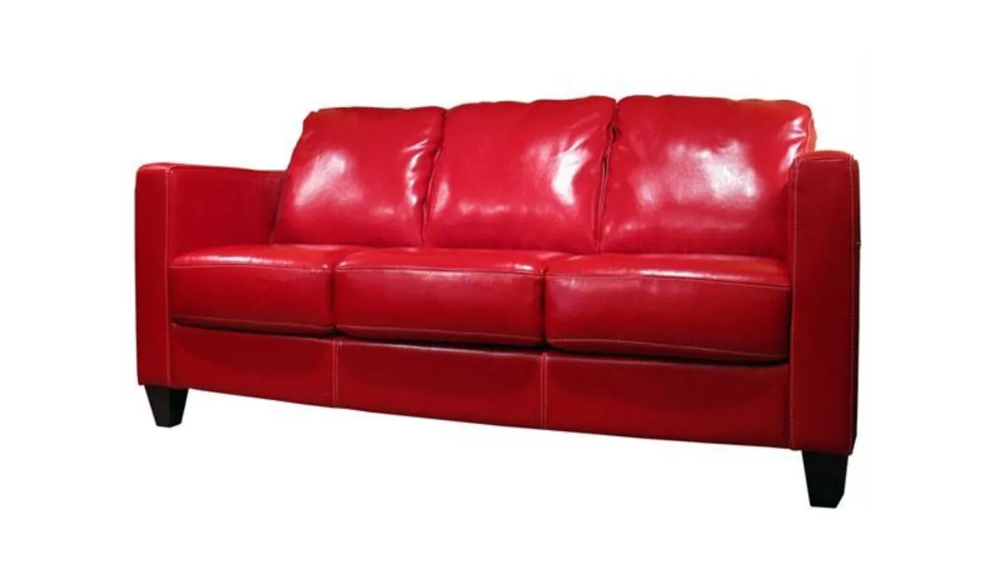 divano in pelle rigenerata rossa
