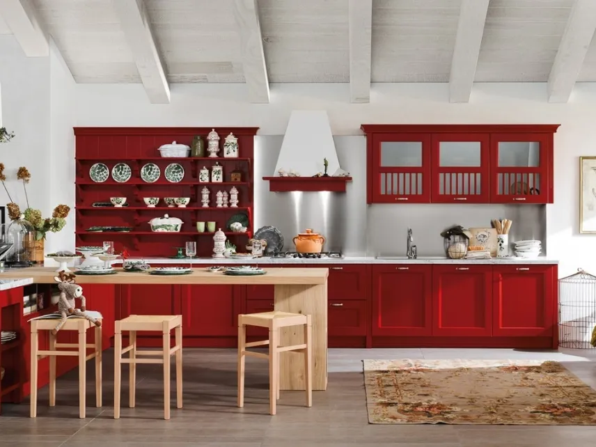 bianco come sfondo per la cucina rossa