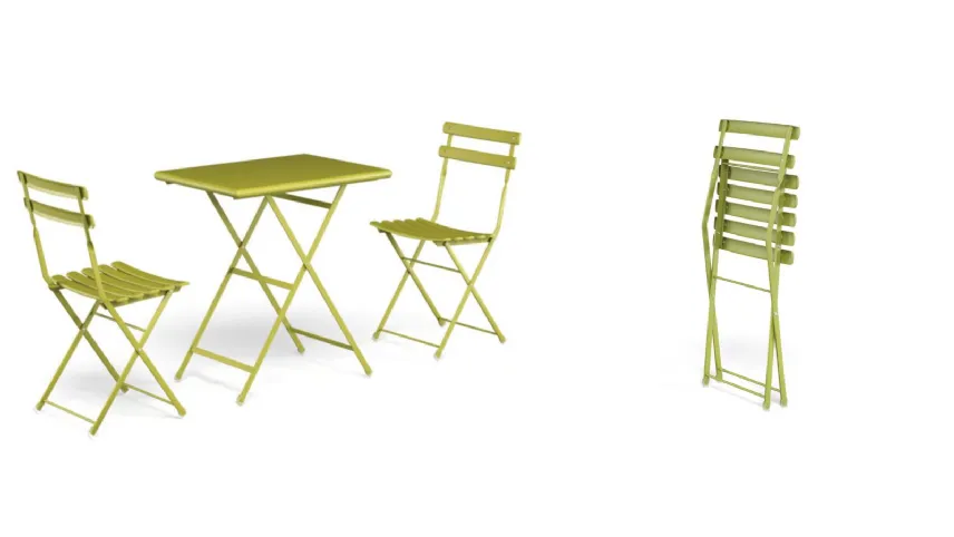 Set 2 sedie pieghevoli 1 tavolo pieghevole collezione Arc en ciel di Emu