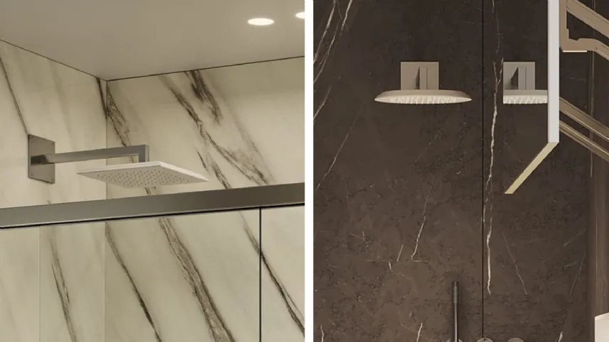 Soffioni per doccia collezione Deco' Shower di MOMA Design in Corian DuPont 
