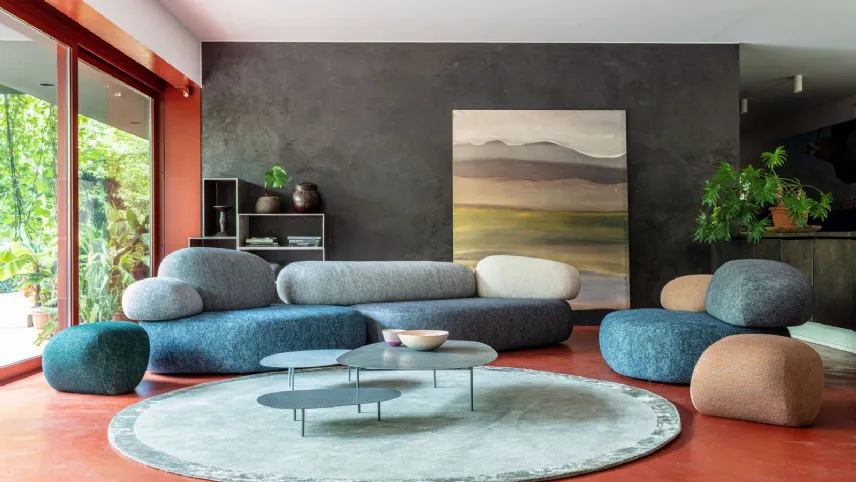 Pouf del sistema Pebble Rubble di Moroso