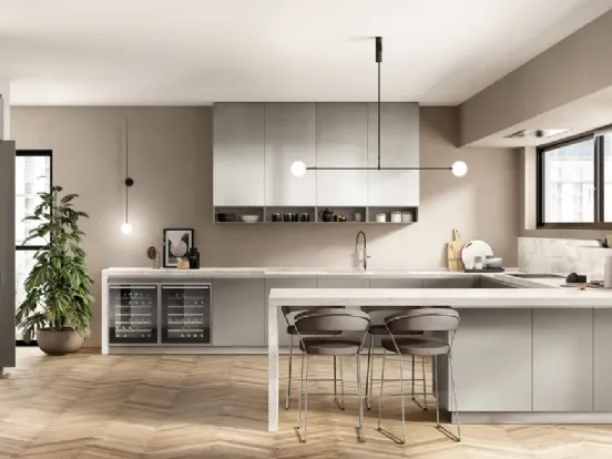 Cucina laccata con penisola Boxi - Scavolini