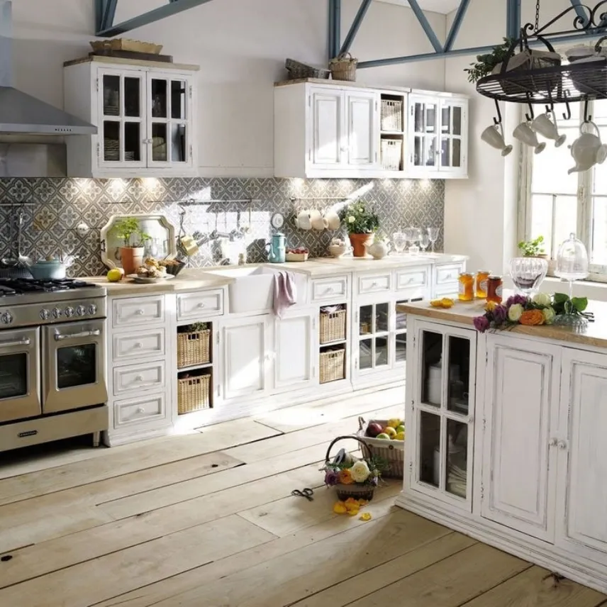 Decorare una cucina shabby country