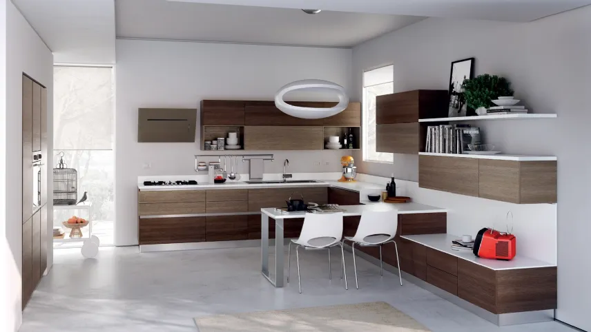 Una configurazione di Evolution, cucina della linea Scavolini Basic