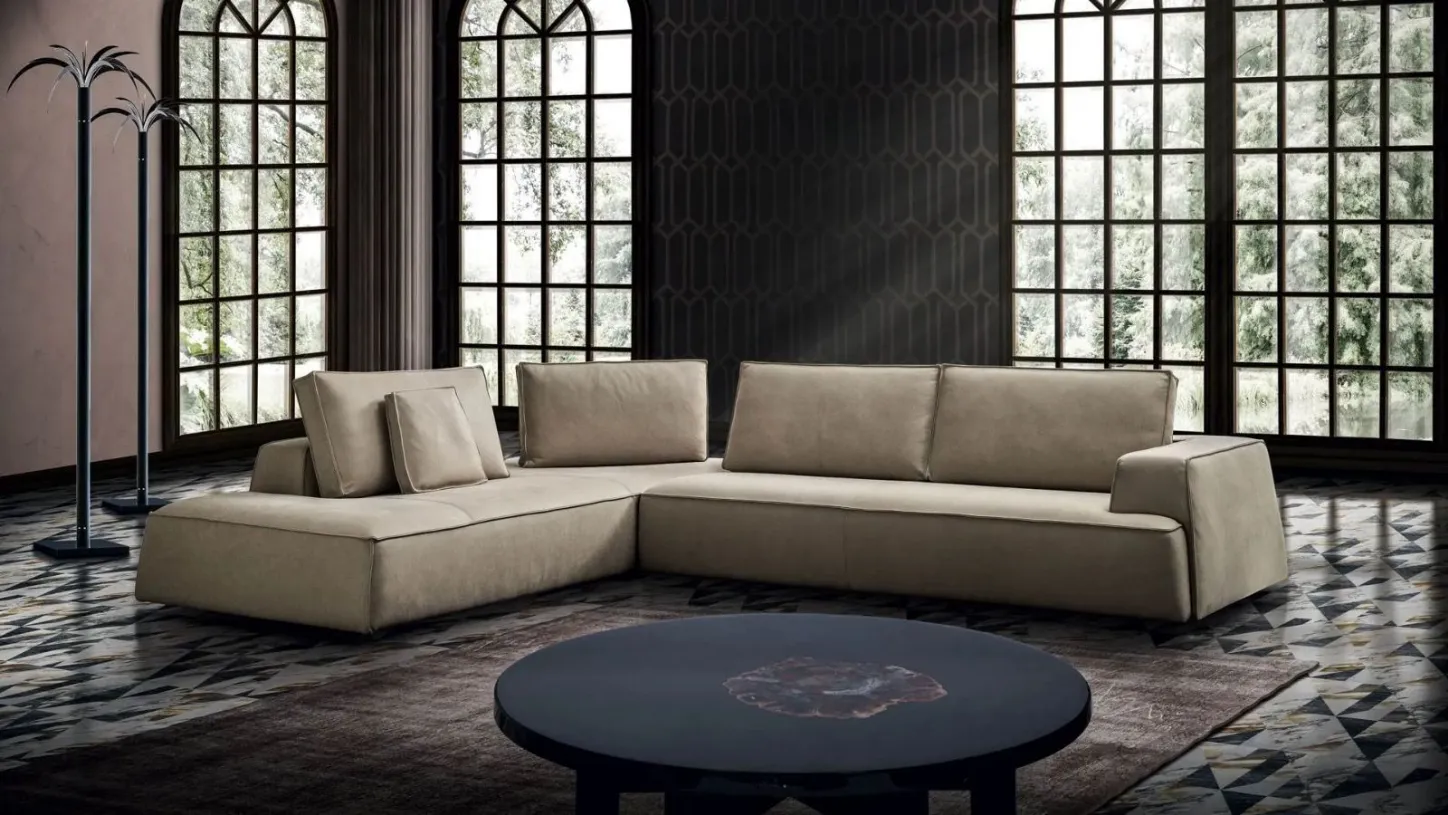 Jasper, divano angolare in pelle di Gurian