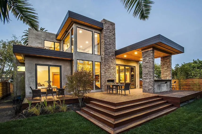 casa con architettura moderna