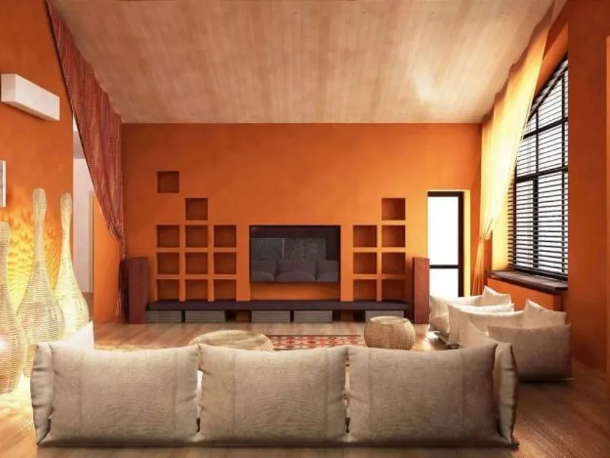 parete soggiorno arancio