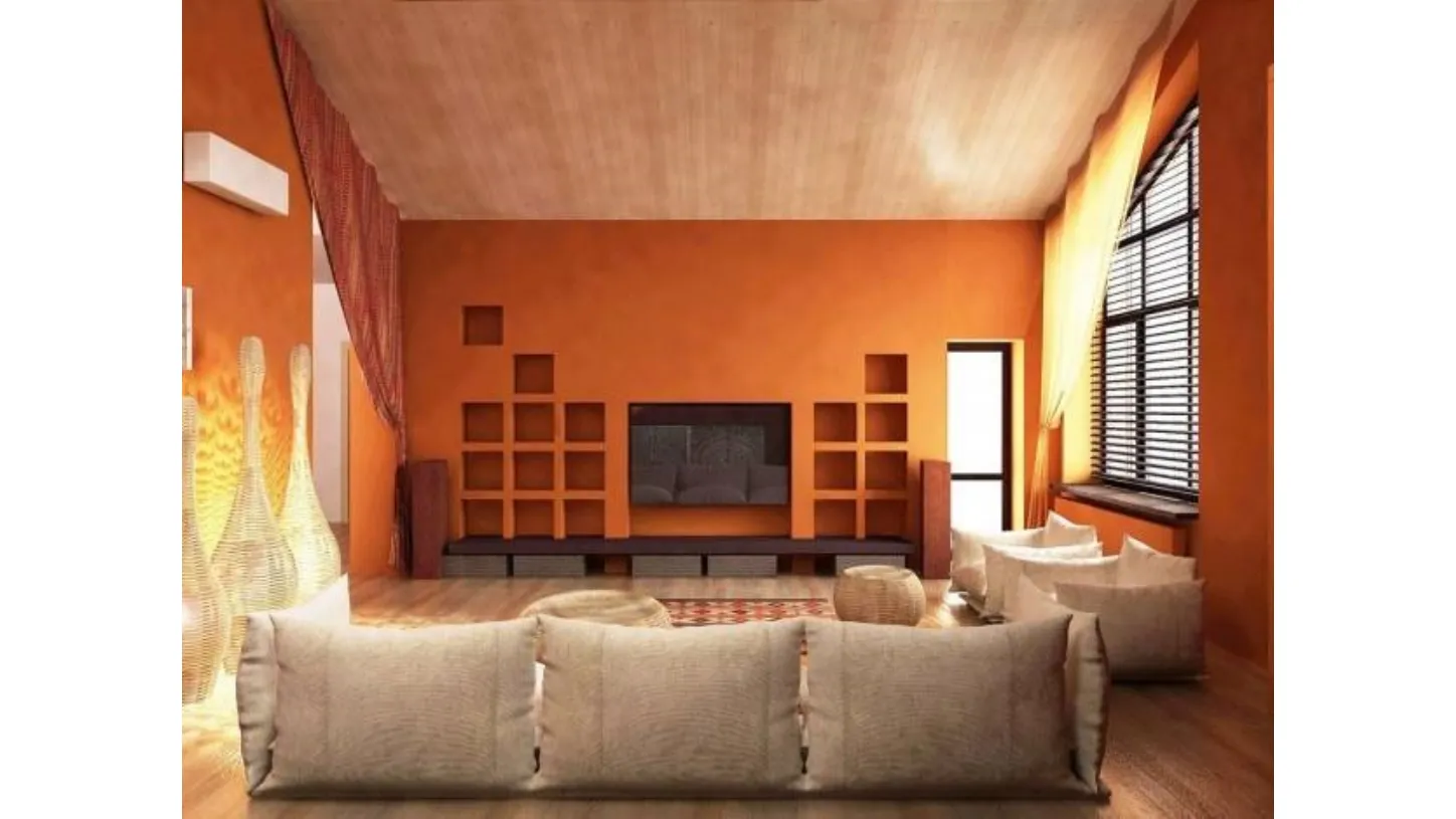 parete soggiorno arancio