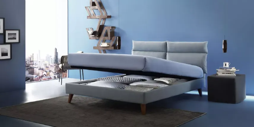 Oggioni - Plio, letto contenitore disponibile con materasso da 120x190/200 cm