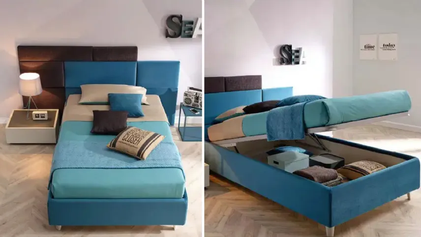 Moretti Compact - Letto imbottito con testata Tetris