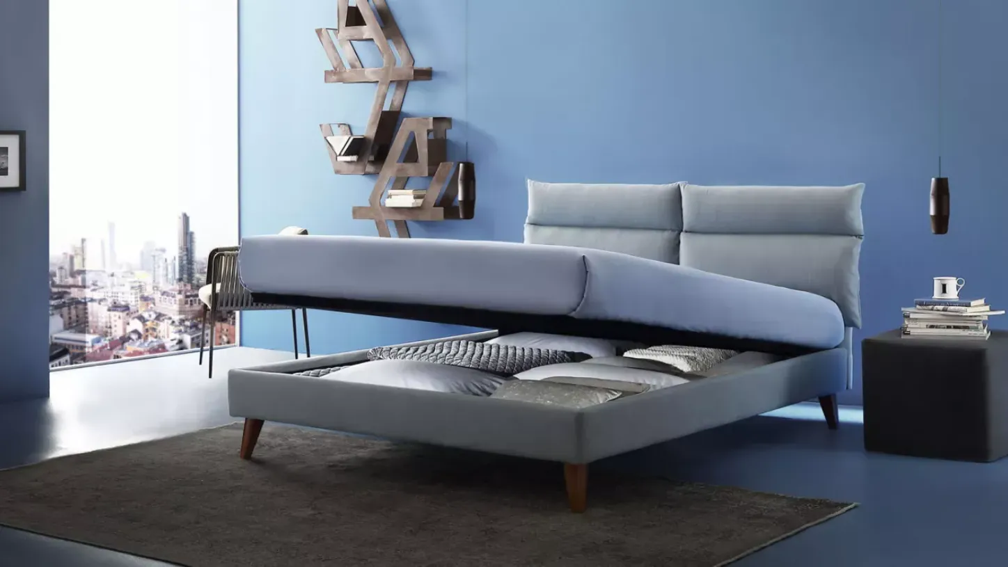 Oggioni - Plio, letto contenitore disponibile con materasso da 120x190/200 cm
