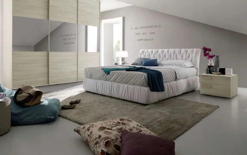 Camera da letto con letto imbottito modello Aster