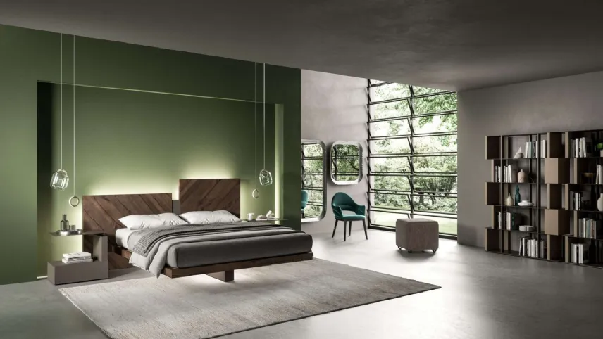 Letto Nazarè di Ozzio Italia - Testiera in legno retroilluminata