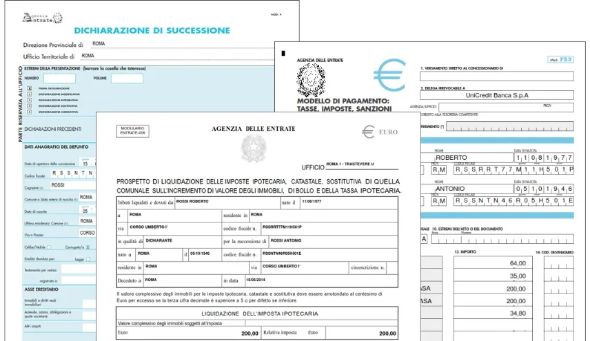 Modello di dichiarazione di successione