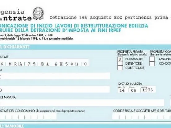 Modello per detrazione imposta ai fine Irpef