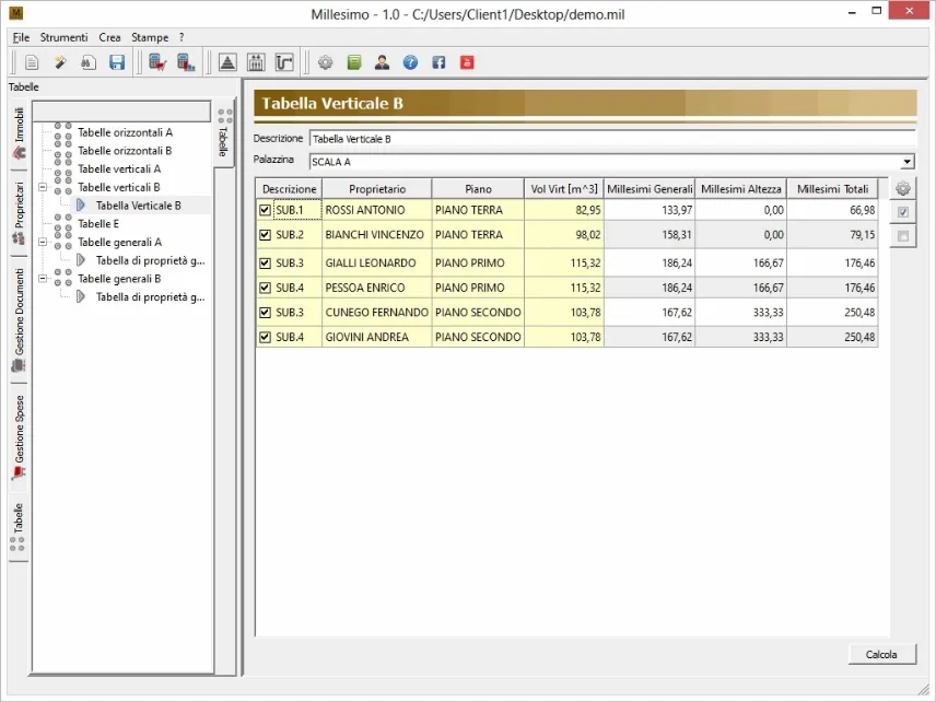 Software per le tabelle millesimali